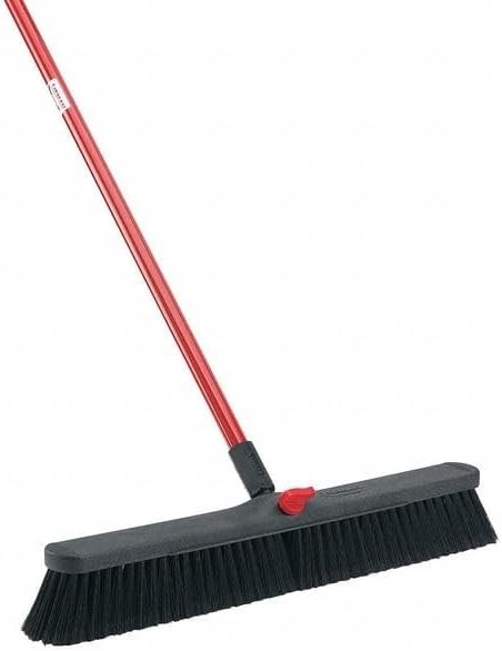 Smooth surface push broom, 24-inch sweep face with stiff bristles and 