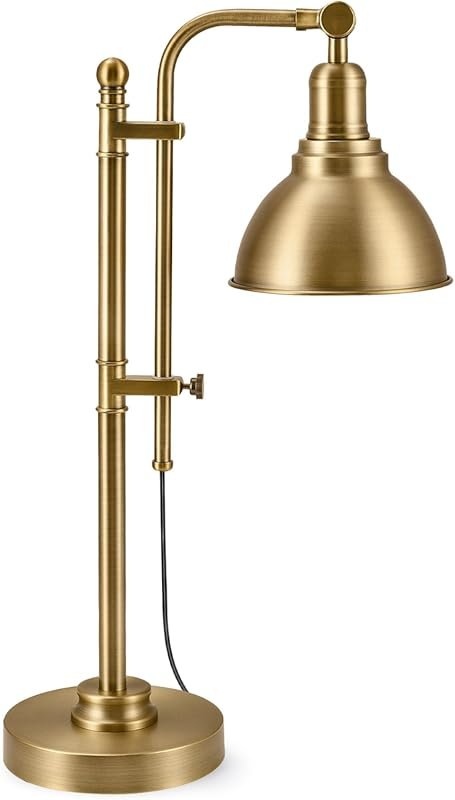 VONLUCE Rustic Adjustable Desk Lamp in Industrial Style with Brushed Gold Finish