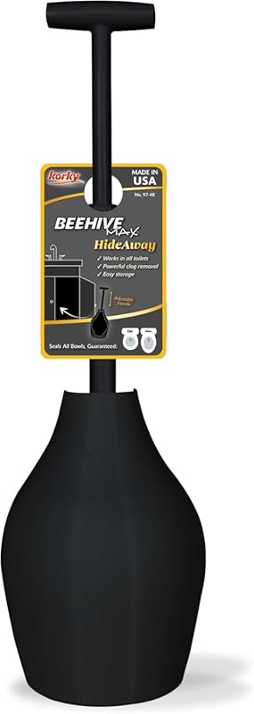 Korky BeehiveMAX Hideaway Heavy Duty Toilet Plunger and Holder Set wit