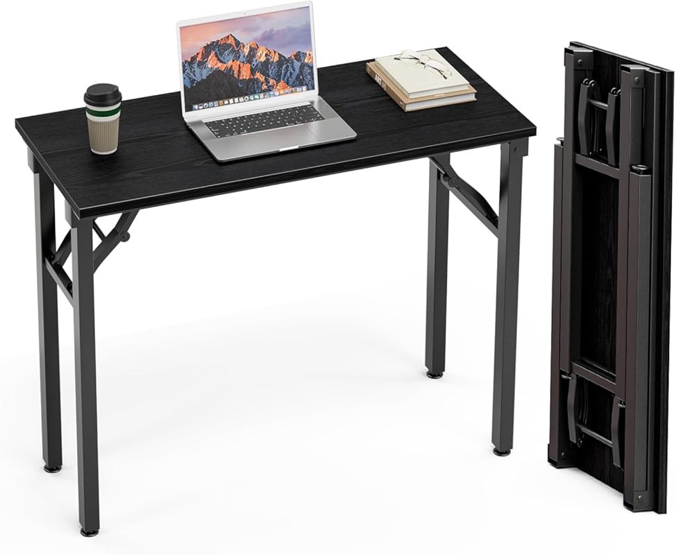 TEMI 35.8 Inch Compact Folding Desk for Small Spaces and No Assembly