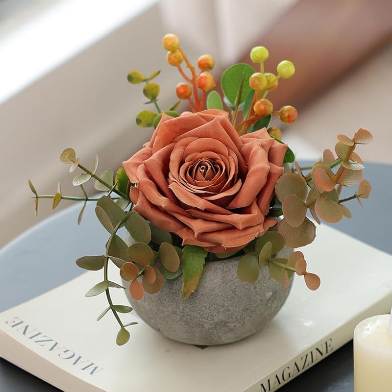 DIY Small Artificial Flowers Kit with Silk Roses and Greenery for Home Decorations