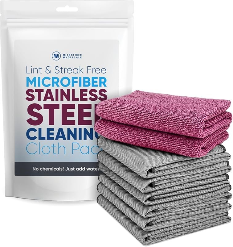 Claro Microfiber Stainless Steel Cleaner Cloths in 8-Pack for Sinks an