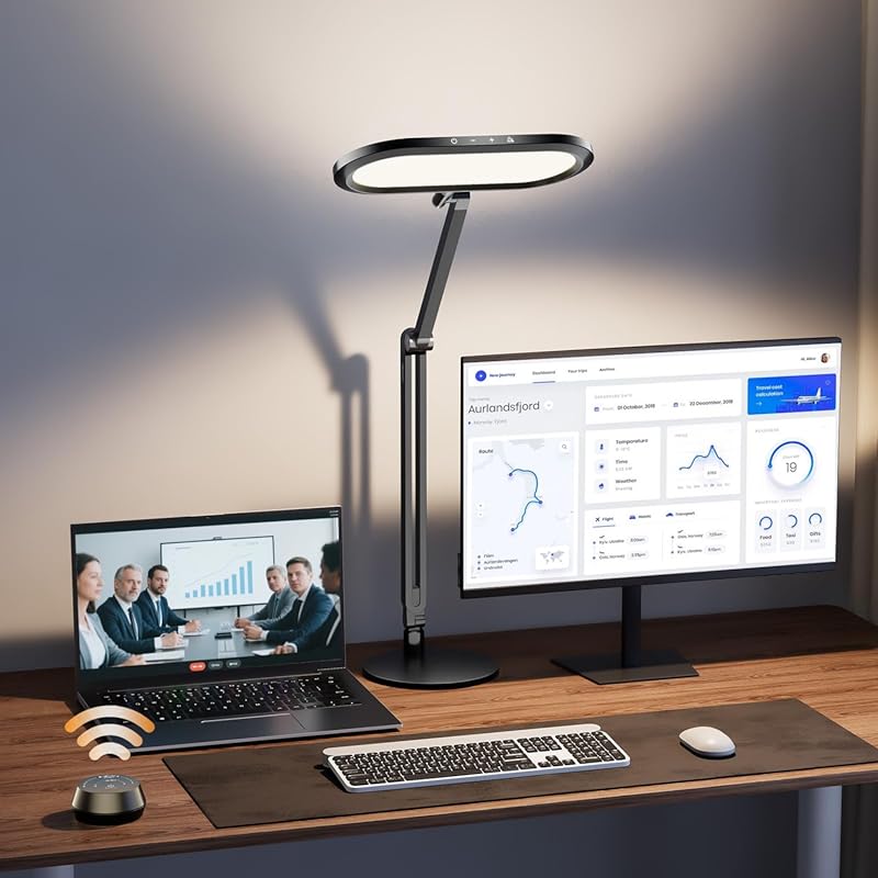 Premium LED Desk Lamp with Eye-Caring Double Side Light and Stepless D