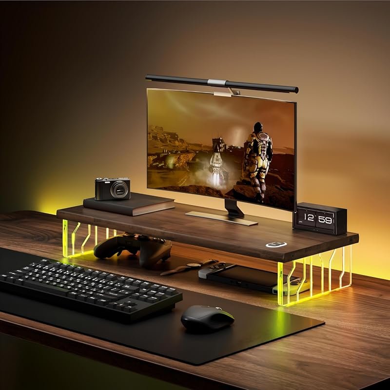 Veyro Gaming Monitor Stand with Acrylic Legs and 18-Color RGB LED, Erg