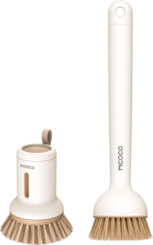 Soap Dispensing Scrub Brush Set with Ergonomic Long Handle for Pots, P