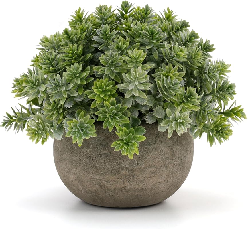 Gresorth 4.72 Inch Small Artificial Potted Plant Decoration in Pulp Po