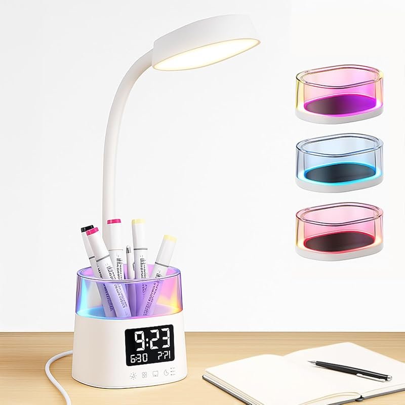 LED Desk Lamp with Pen Holder and 3 Color Modes for Kids’ Nightstand