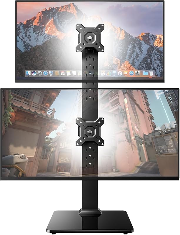 HUANUO vertical dual monitor riser for 13-34 inch screens, adjustable 