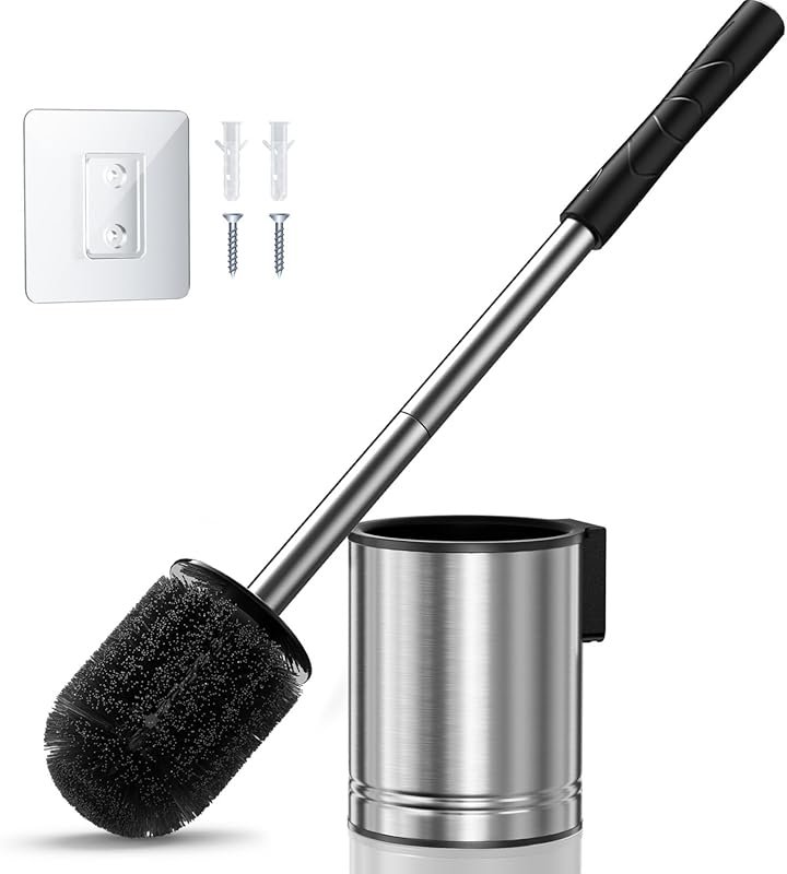 HAMITOR Rustproof Stainless Steel Toilet Bowl Brush