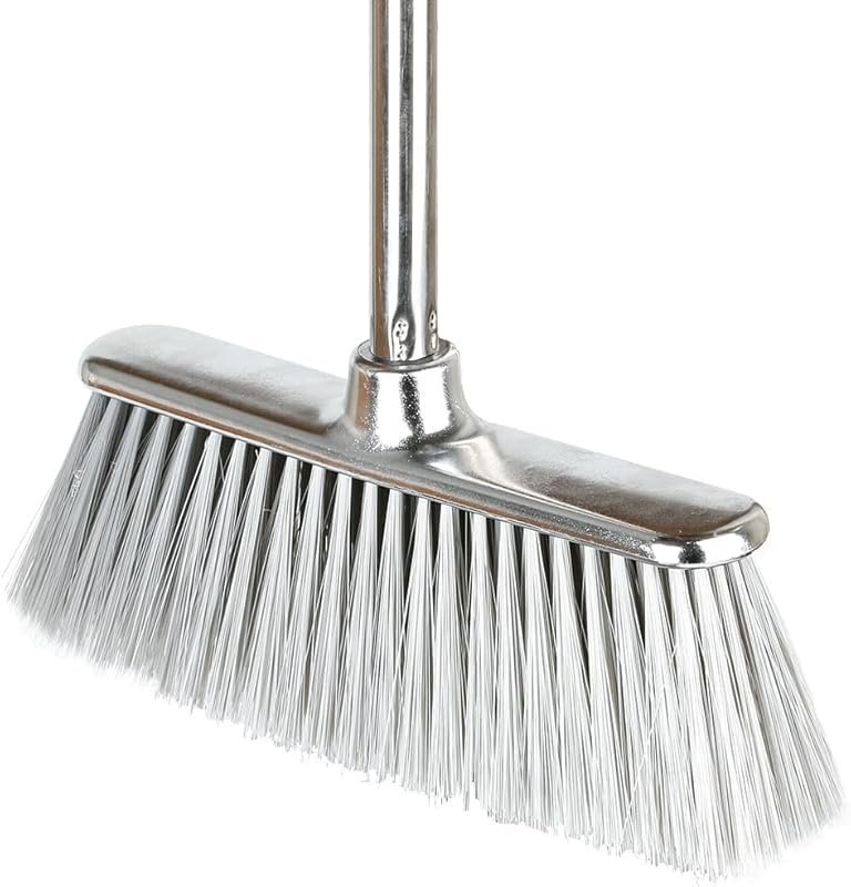 Indoor soft bristle angle broom with long handle, kitchen broom for fi