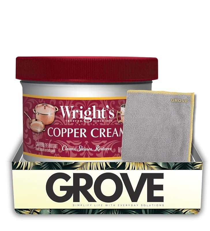 Wright's Mild Scent Copper Cleaner 8 oz Cream Bundle with Microfiber C