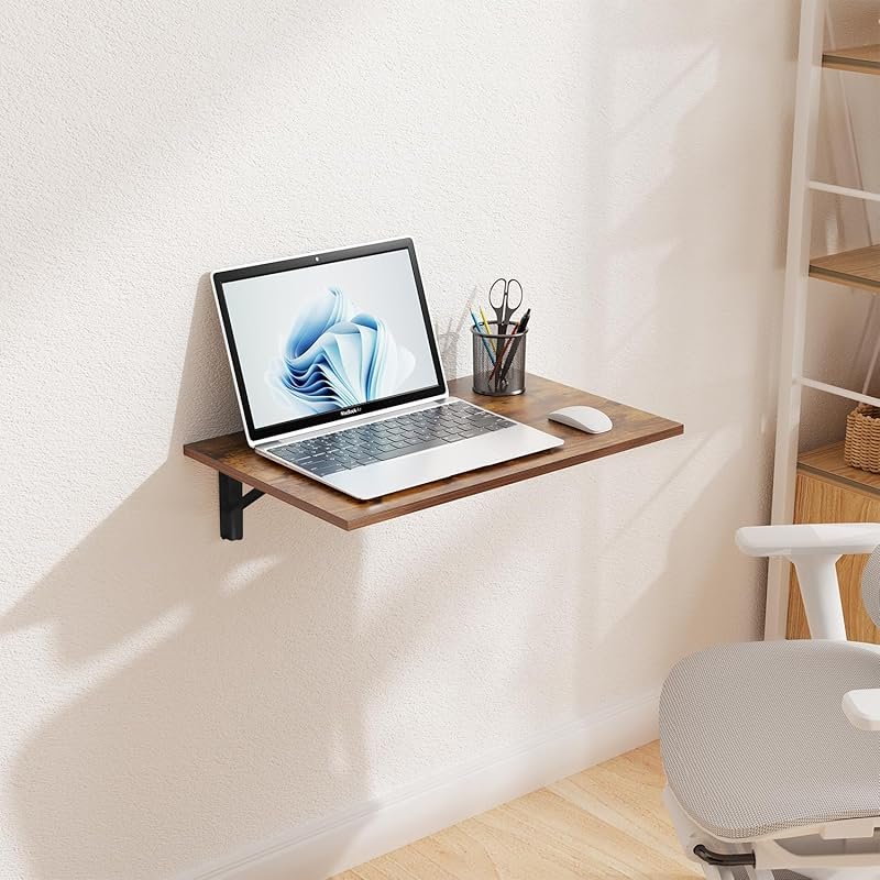 GOYLSER Wall Mounted Folding Table, Floating Desk for Small Spaces and