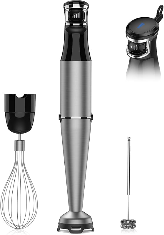 1100W 3-in-1 Immersion Blender Set with Trigger Speed Control, Whisk, 