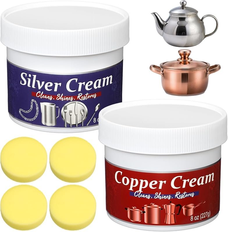 4 Pack Silver and Copper Cream Cleaner and Polish Cream 8 Ounce Each M
