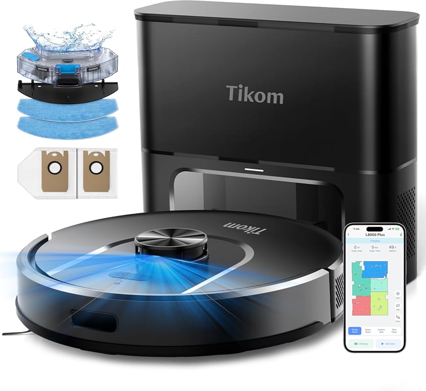 Tikom L8000 Plus Self-Emptying Robot Vacuum and Mop with LiDAR Navigat