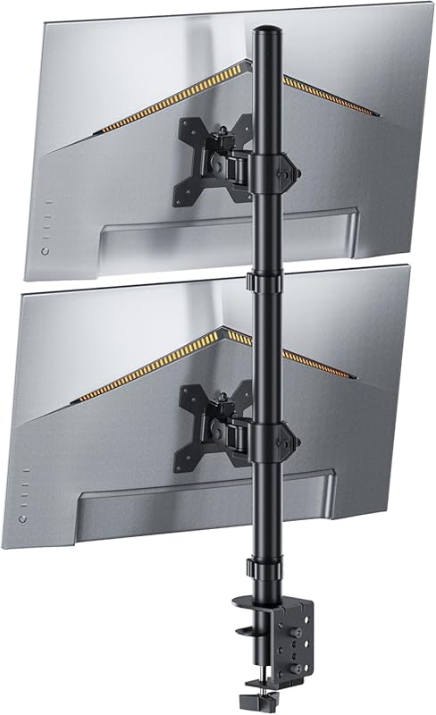 Dual vertical monitor stand for 13–27 inch, swivel and tilt, height ad