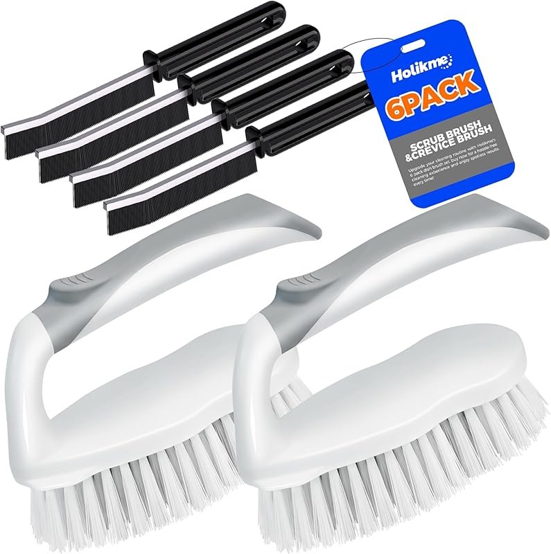 Heavy-Duty Scrub Brush 6-Pack, Stiff Durable Bristles for Kitchen, Tub