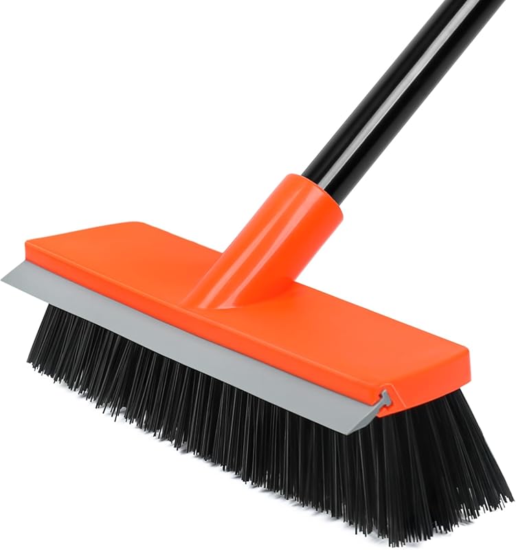 Deck Brush with Long Handle, Stiff Bristle Floor Scrub Broom, 55'' Out