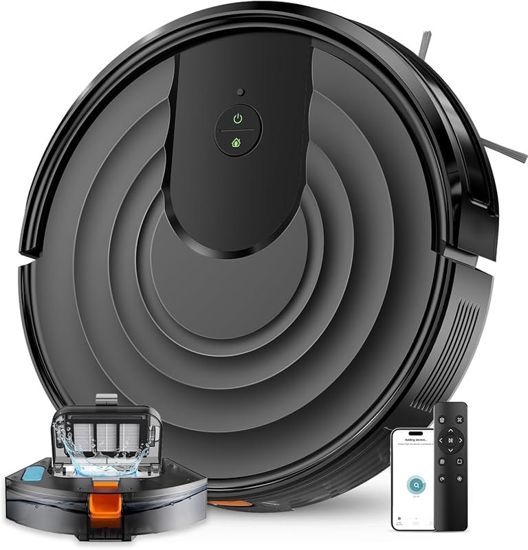 Robot Vacuum and Mop Combo with 5000Pa Suction and Smart App Control f