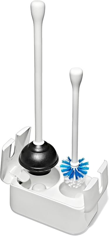 OXO Good Grips Toilet Brush and Plunger Set with Slim Profile for Disc