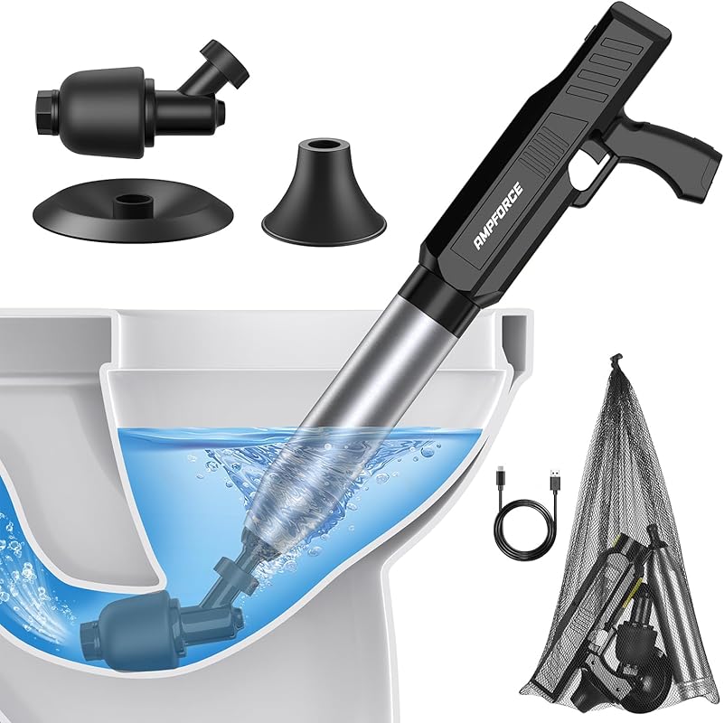 High-pressure electric toilet plunger and heavy-duty air clog remover 