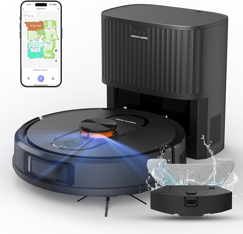 Self-Emptying Robot Vacuum and Mop with 5000Pa Suction, LiDAR Navigati