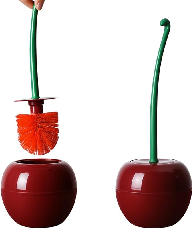 Decorative 2-Piece Cherry Toilet Brush and Holder Set for Unique and E
