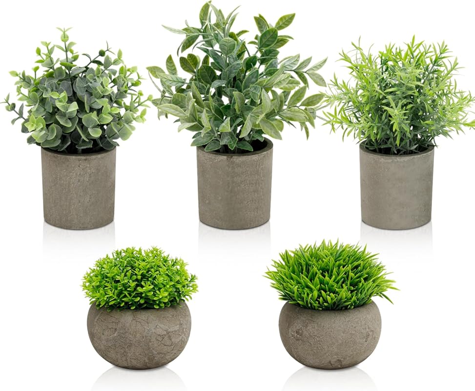 Artificial Potted Plants in Cement Pots for Indoor Shelf and Office De