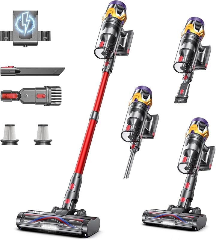 Cordless Stick Vacuum with 70-Minute Runtime, Self-Standing, and Anti-