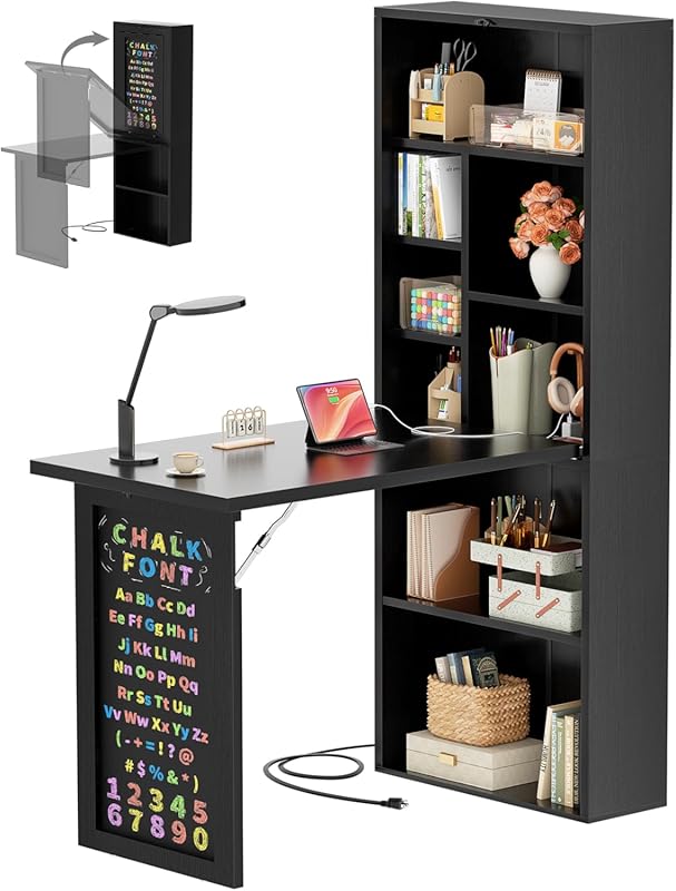 Armocity Small Folding Desk with Outlets for Home Office and Craft Roo