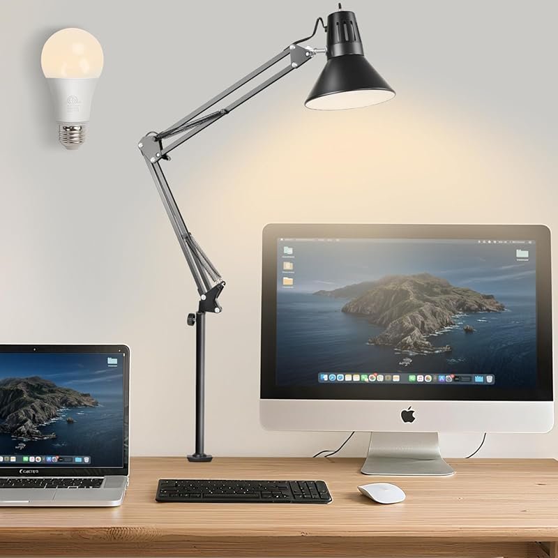 LED Clamp on Desk Lamp,360°Adjustable Swing Arm Desk Lamp,Clamp Light 