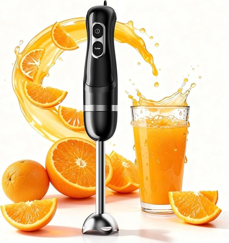 Handheld Immersion Blender with 2 Mixing Speeds and Stainless Steel Bl