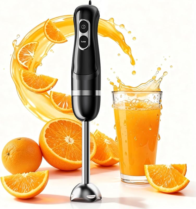 Handheld Corded Immersion Blender with 2 Speeds and Stainless Steel Bl