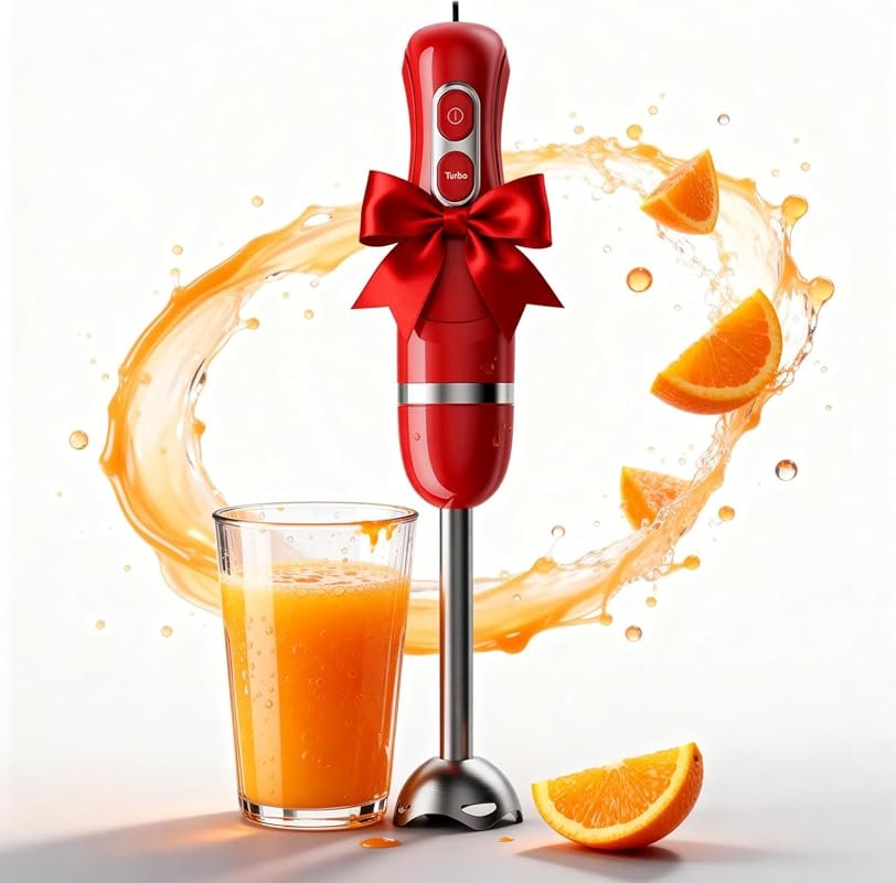 Corded Immersion Blender with 2 Speeds and Stainless Steel Blades for Soups and Smoothies