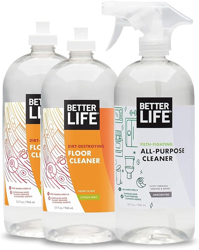 Better Life Floor Cleaner Citrus Mint 32 Oz Pack of 2 & All Purpose Cl