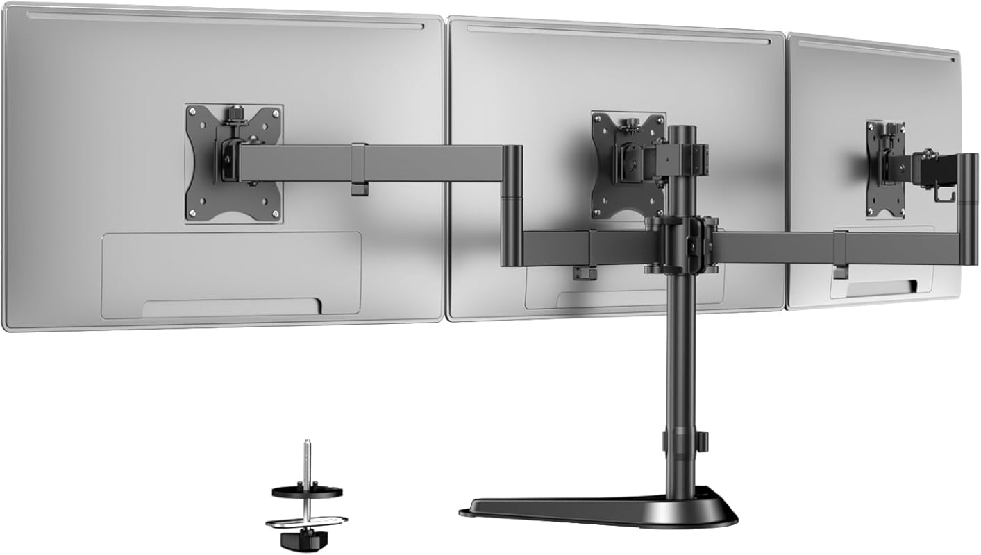 Triple Monitor Stand, Heavy Fully Adjustable Motion Mount