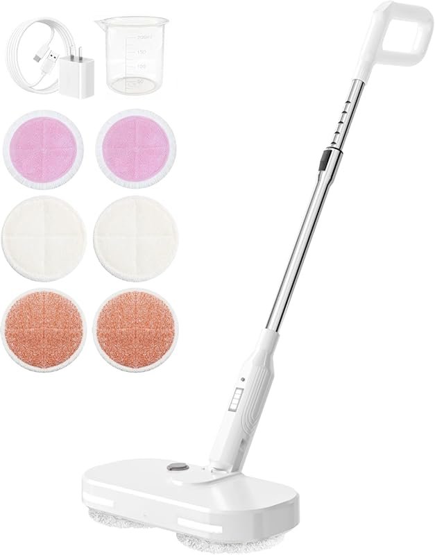 Cordless self-propelled electric spin mop with 8000mAh battery, water 