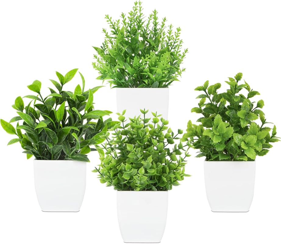 4 Pack Small Fake Plants Mini Artificial Plants Potted Desk Plant for 