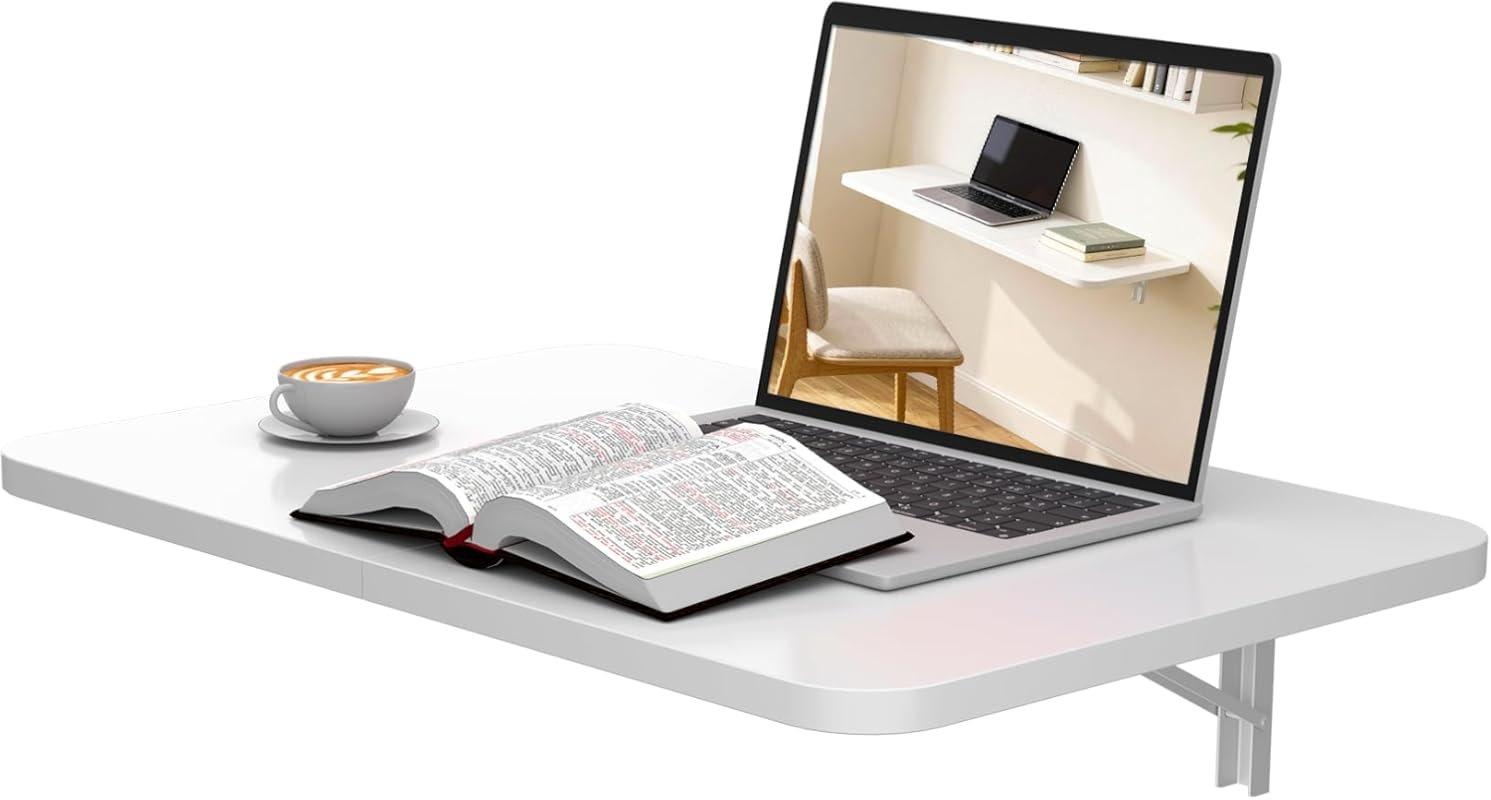 Wall Mounted Folding Desk, 23.6” x 15.7”, Drop Down Table for Home and