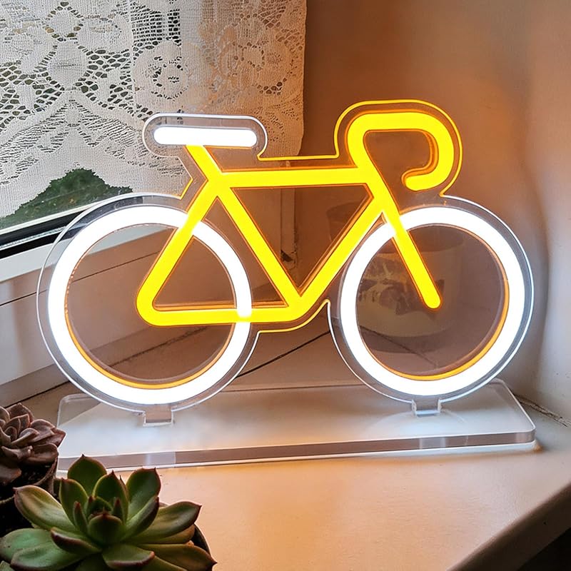 Bicycle Neon Sign Night Light - USB Powered Desk Lamp with Adjustable