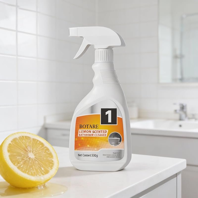 Lemon Bathroom and Shower Cleaner with Dual Foam and Spray Nozzle for