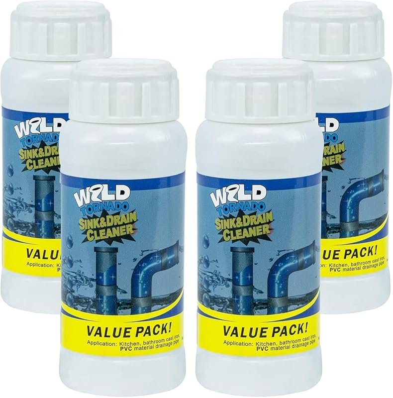 4-Pack Wild Tornado Pipe Dredge: Fast Foaming Sink and Drain Cleaner P