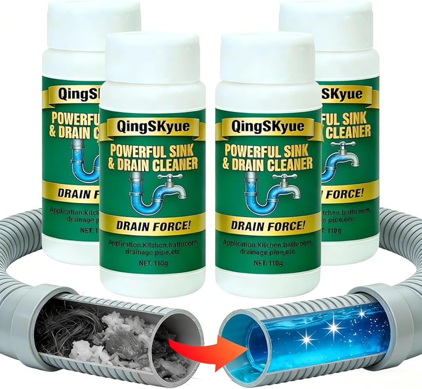 Unscented Sink and Drain Cleaner Powder - Fast Foaming Clog Remover fo